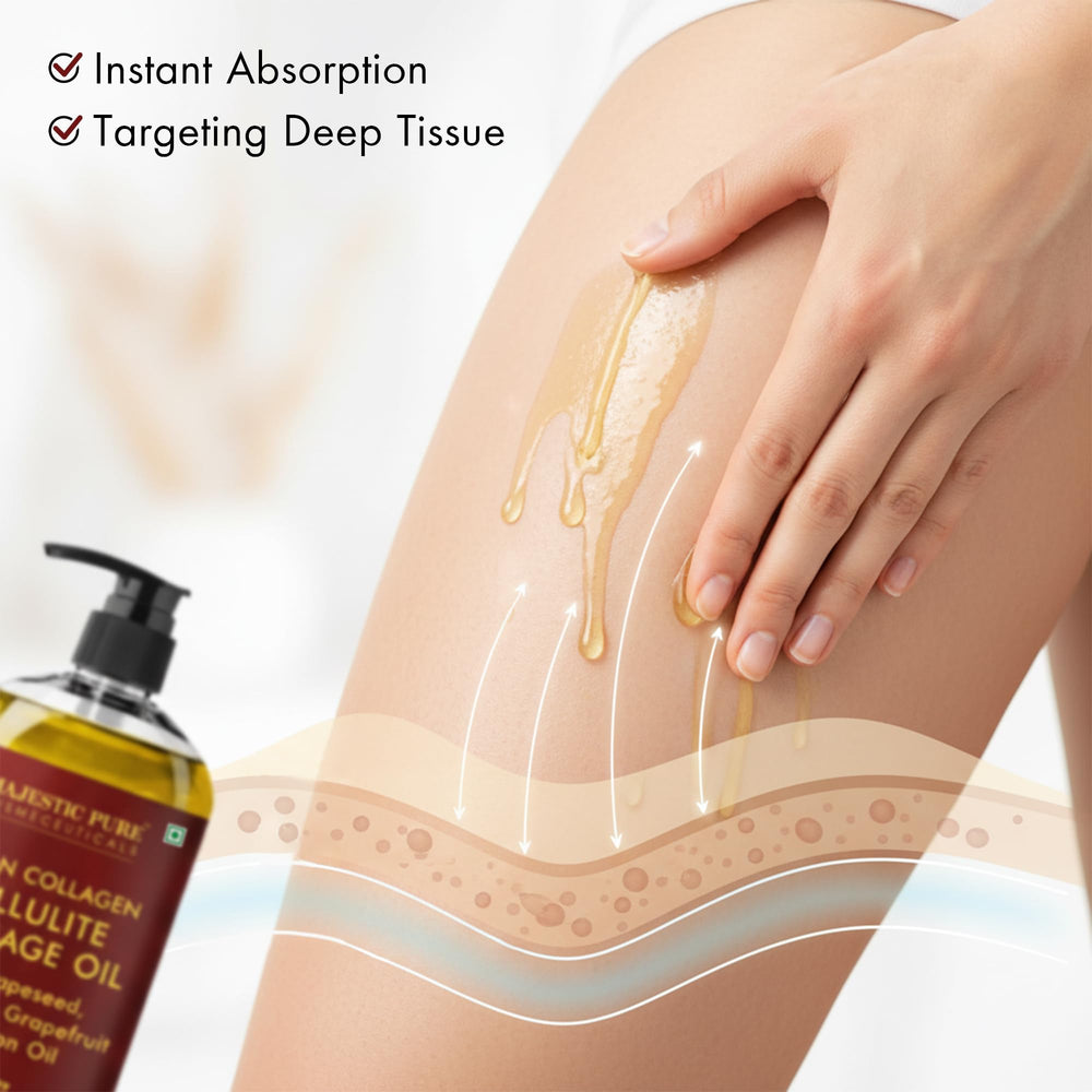 Majestic Pure Firming Body Oil after application adds radiant skin glow