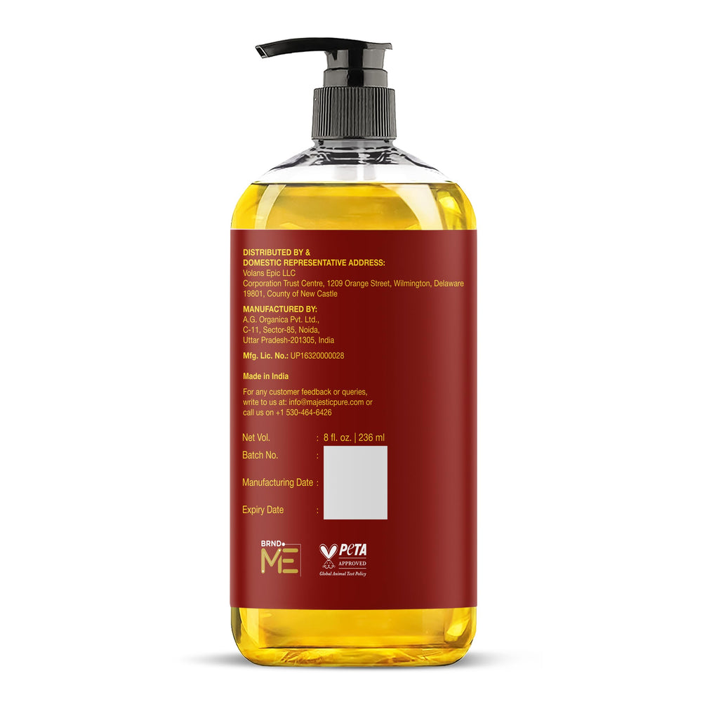 Majestic Pure Firming Body Oil bottle emphasizing collagen and stem cells
