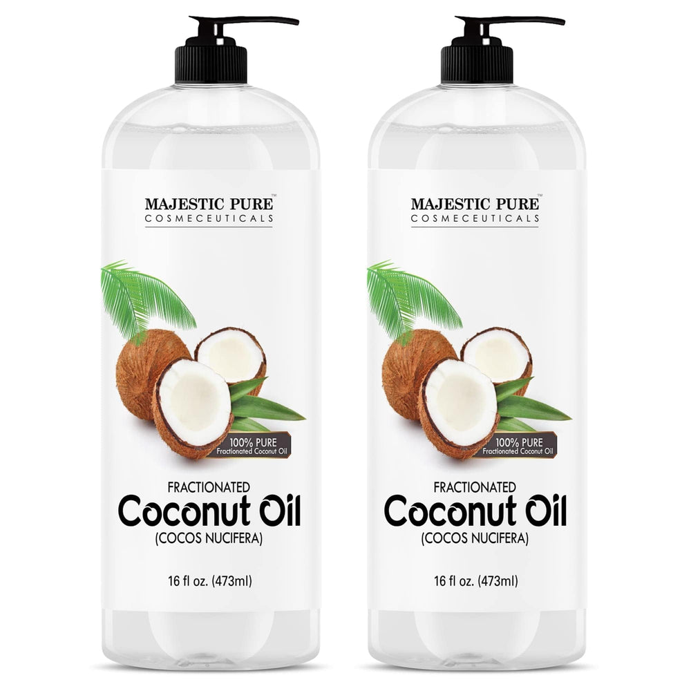 Majestic Pure fractionated coconut oil bottle for essential oil dilution and massage