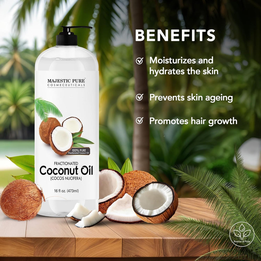 Majestic Pure fractionated coconut oil eye makeup remover base for gentle cleansing