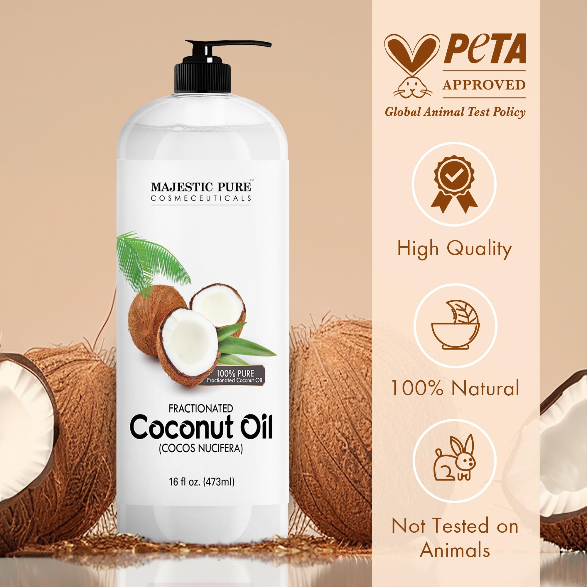 Majestic Pure fractionated coconut oil lip care for smooth comfortable lips