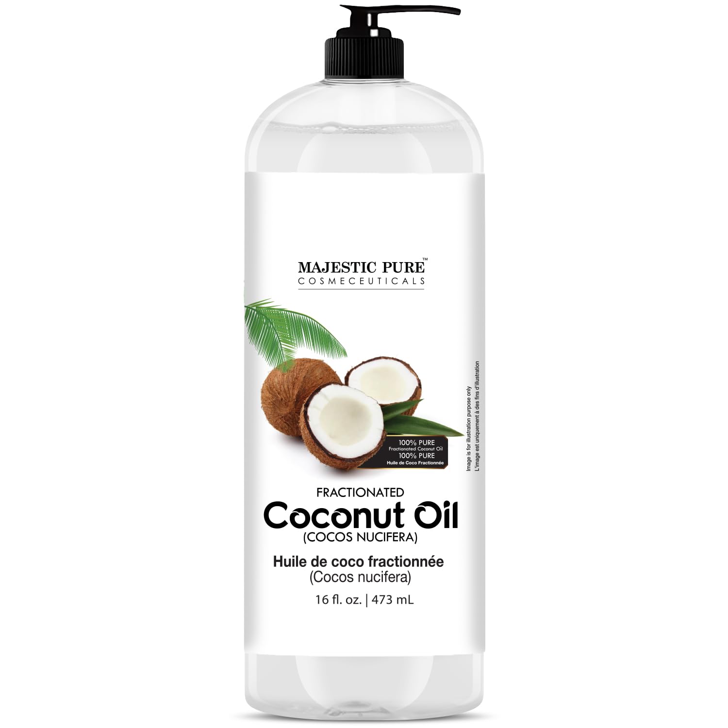 Majestic Pure fractionated coconut oil massage application for soothing sessions