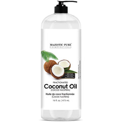Majestic Pure fractionated coconut oil massage application for soothing sessions