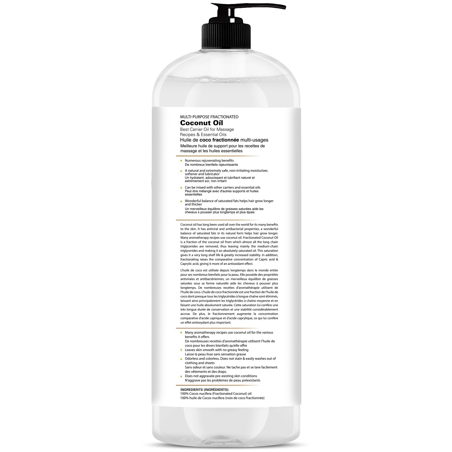 Majestic Pure fractionated coconut oil sunburn remedy base for soothing skin