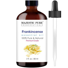 Majestic Pure Frankincense oil bottle for diffuser use and aroma.