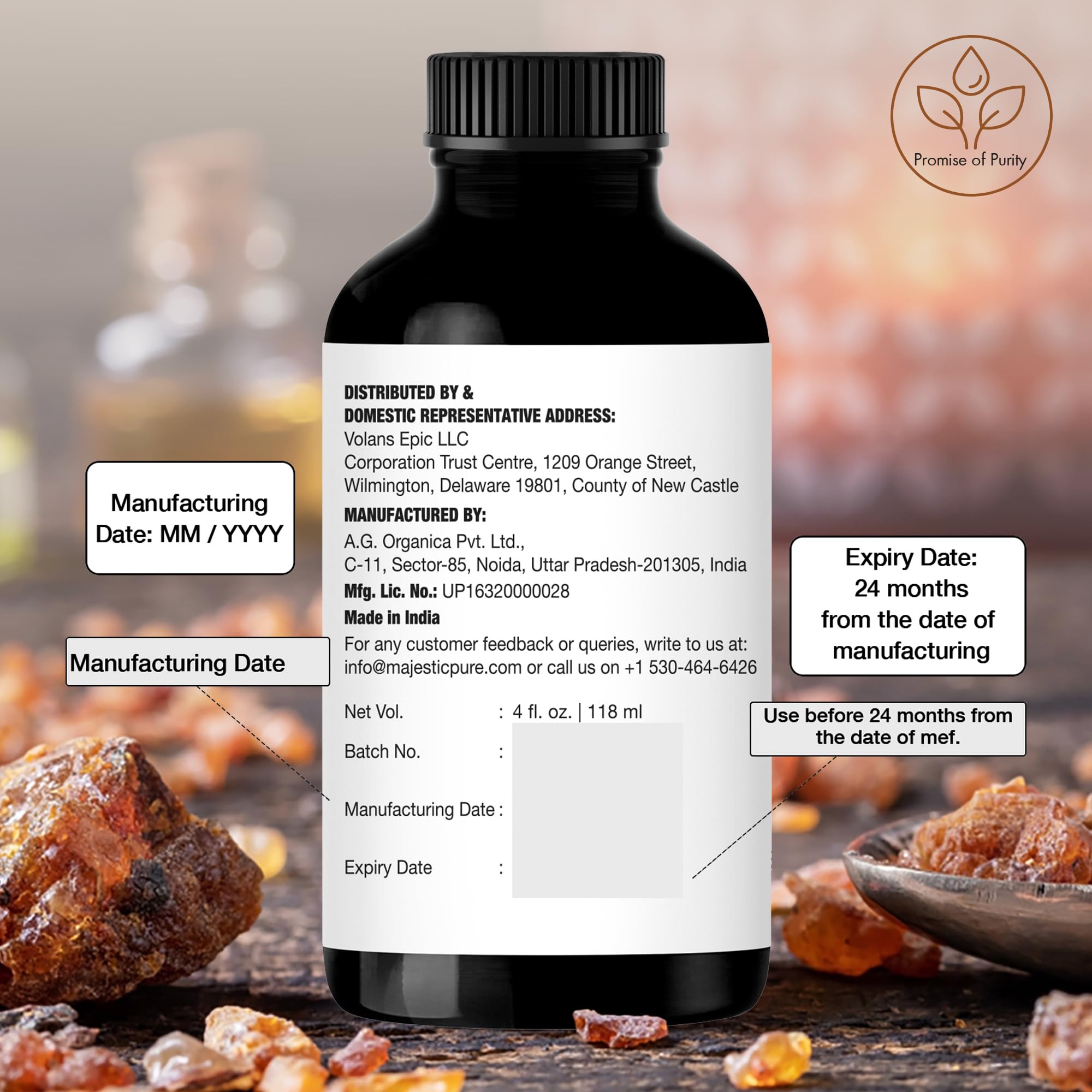 Majestic Pure frankincense oil used in candle making for warm scent.