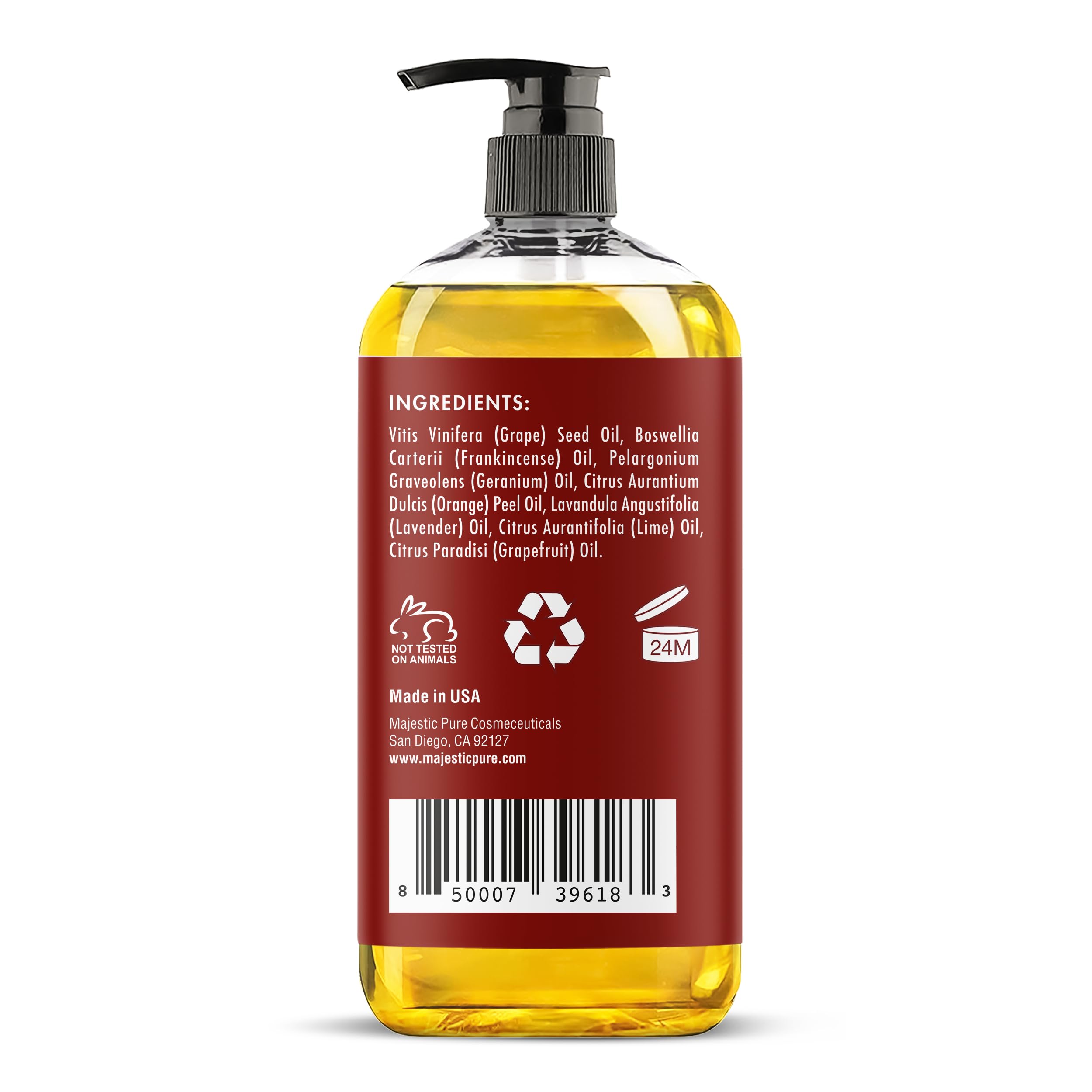 Majestic Pure Frankincense Scar-Stretch Oil natural blend boosts skin hydration.