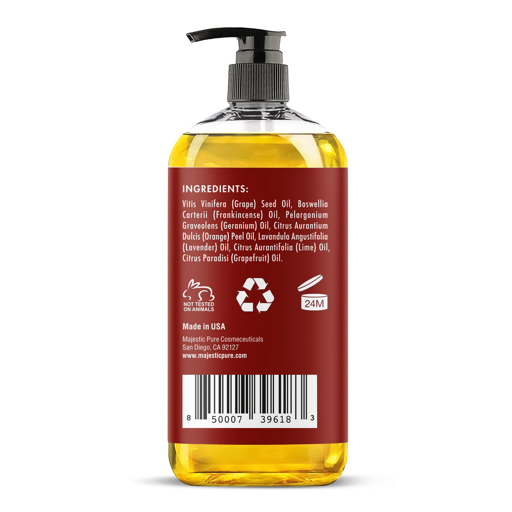 Majestic Pure Frankincense Scar-Stretch Oil natural blend boosts skin hydration.