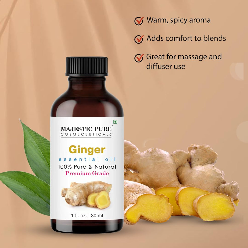 Ginger oil in diffuser blends from Majestic Pure enhances aroma sessions.