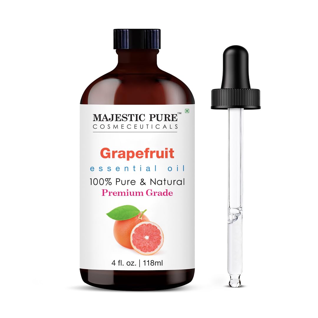 Majestic Pure grapefruit oil in amber bottle for premium diffusion.