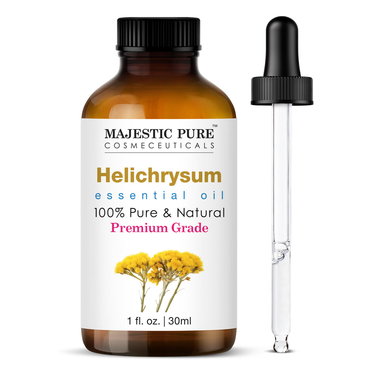 Majestic Pure Helichrysum, botella de aceite, aroma cálido para difusor.