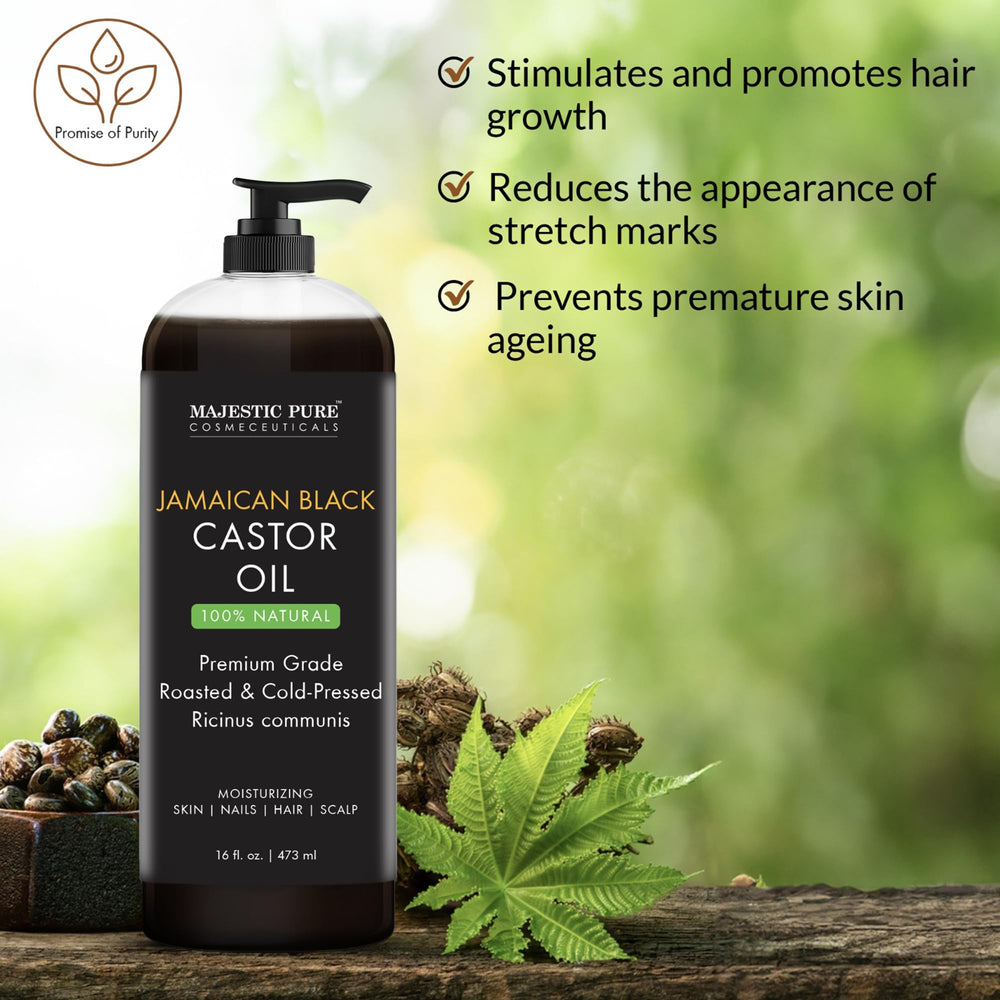 Bottle beside hair strands illustrating potential for hair strengthening.