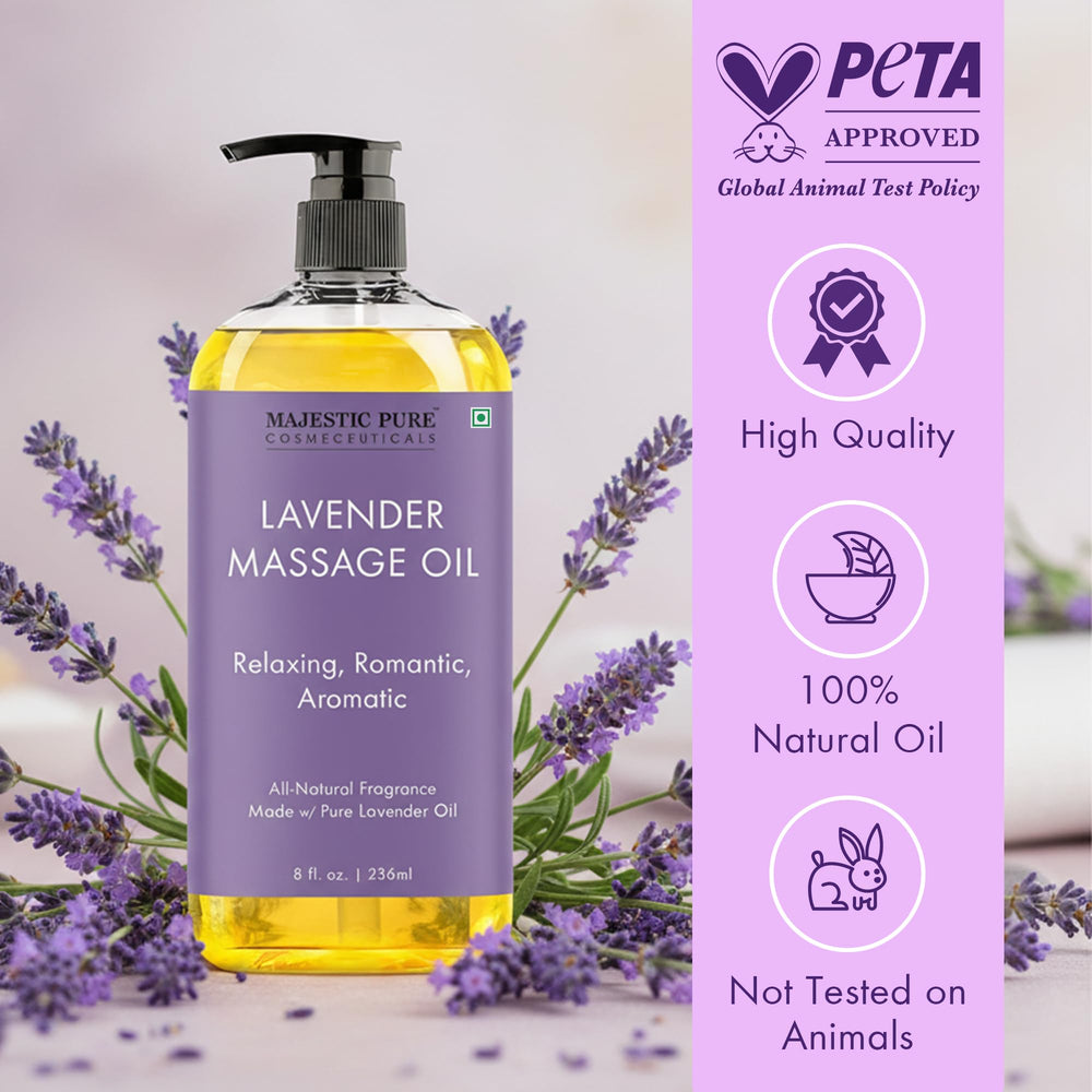 Majestic Pure Lavender Massage Oil pump enables easy, controlled application