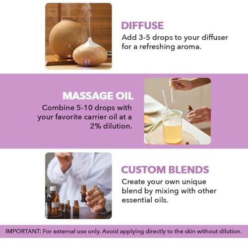 Majestic Pure Lavender Oil shown with a diffuser for aromatherapy.