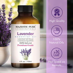Majestic Pure lavender oil dropper enables precise, mess-free dispensing.