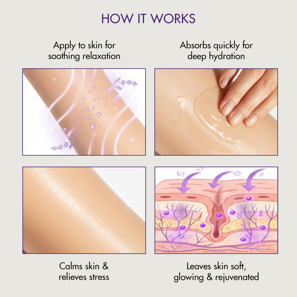 Majestic Pure Lavender Massage Oil used in hair care routine for shine and softness