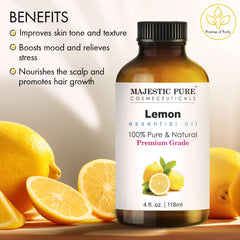 Majestic Pure Lemon Oil label close-up shows quality and purity