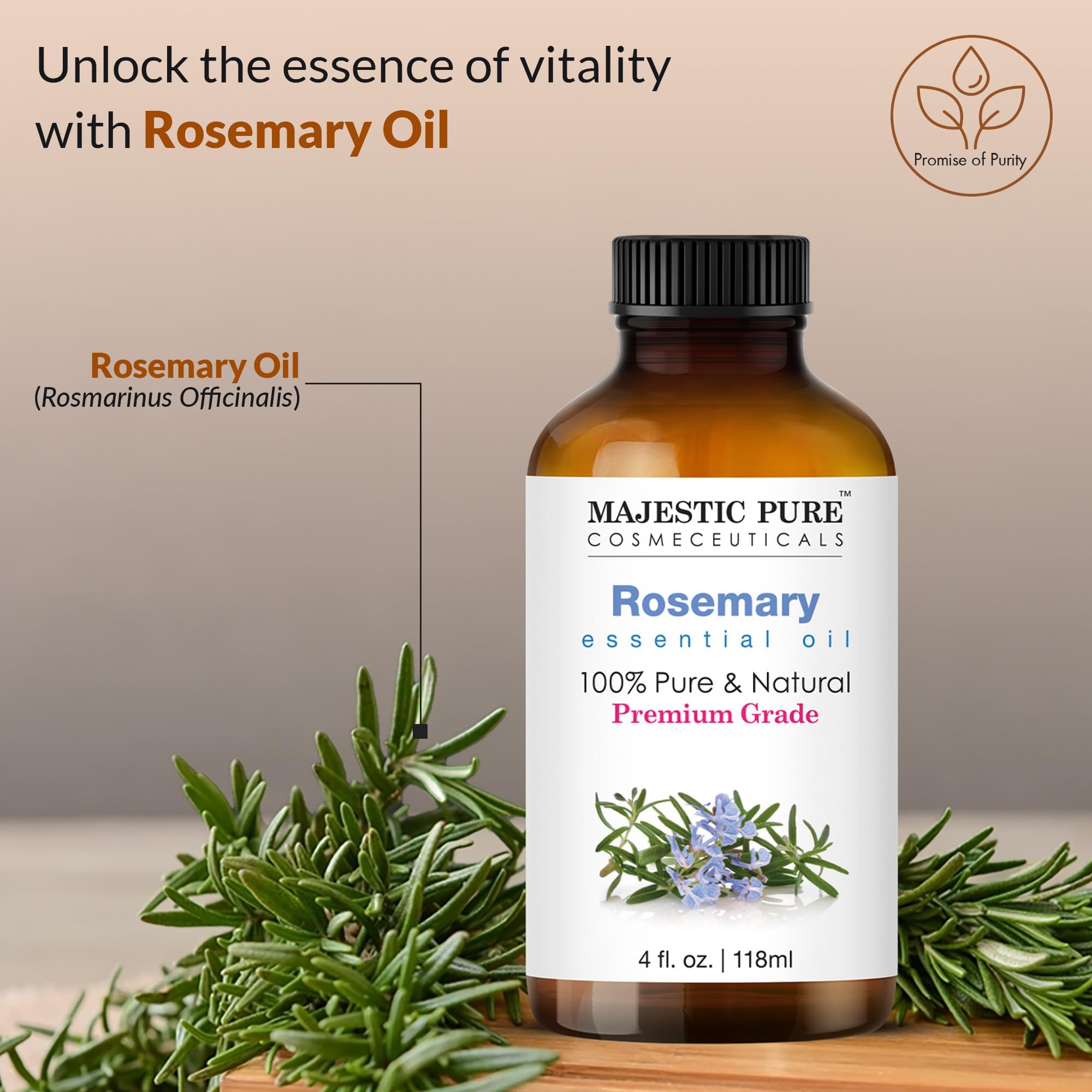 Majestic Pure Rosemary Oil used in diffuser setup for aroma.