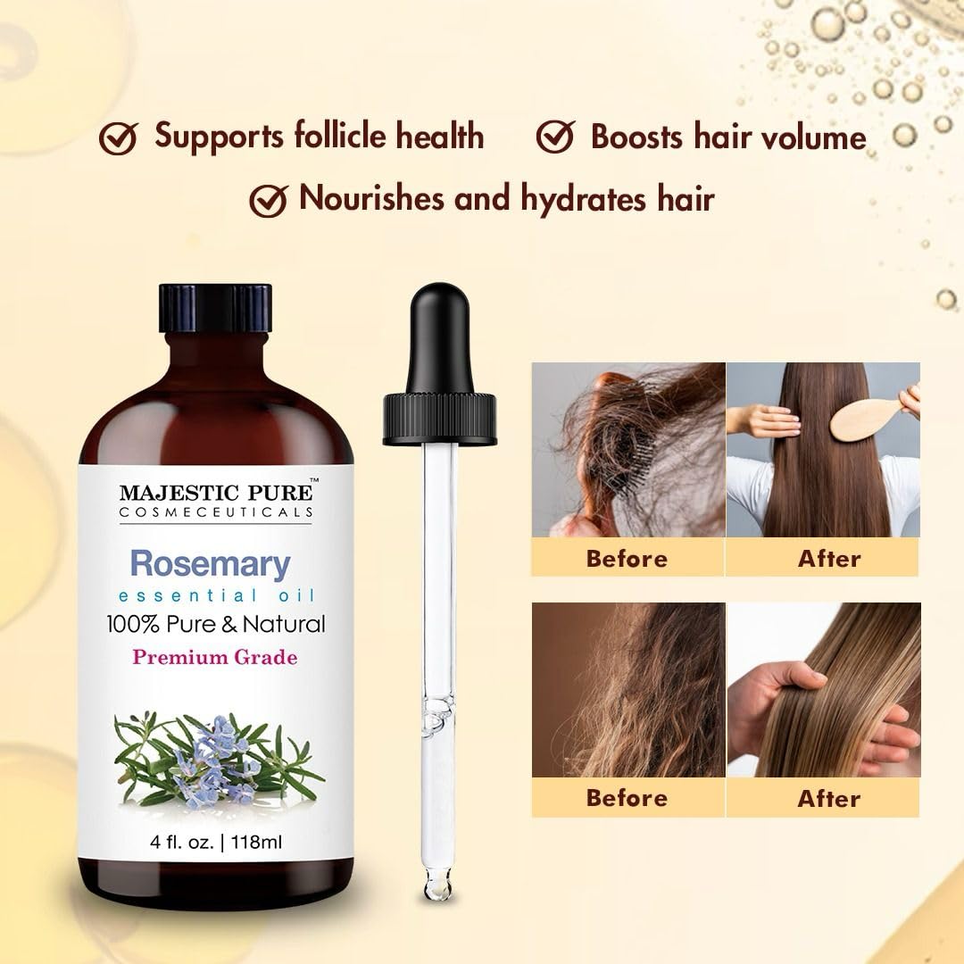 Majestic Pure Rosemary Oil dropper enabling precise application.