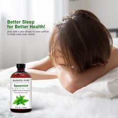 Spearmint essential oil ideal for diffuser aromatherapy and room freshening by Majestic Pure.