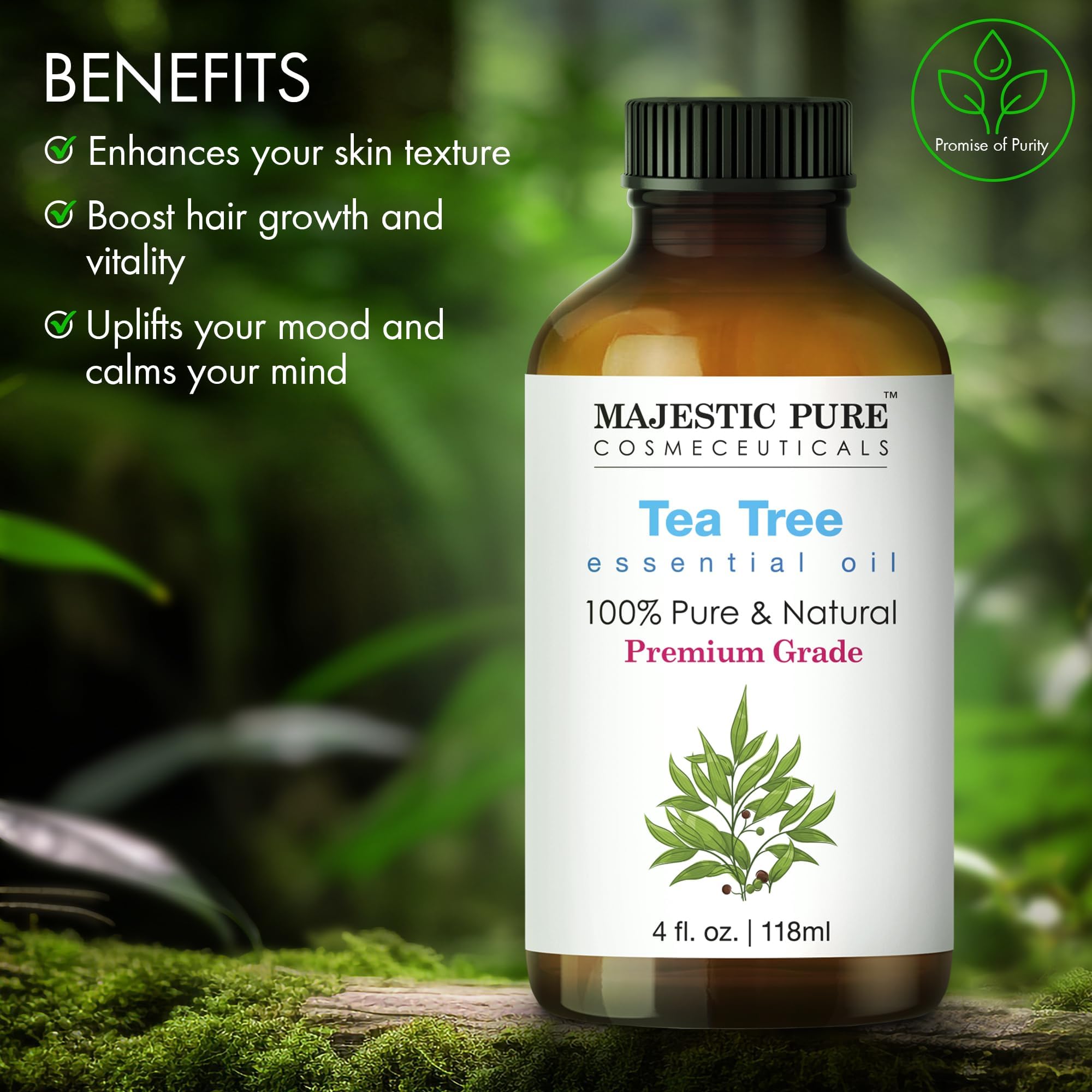 Majestic Pure Tea Tree Oil in diffuser setup for refreshing ambiance.