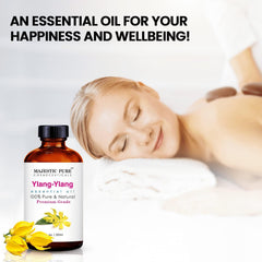 Dropper dispensing Majestic Pure Ylang Ylang oil for easy use.