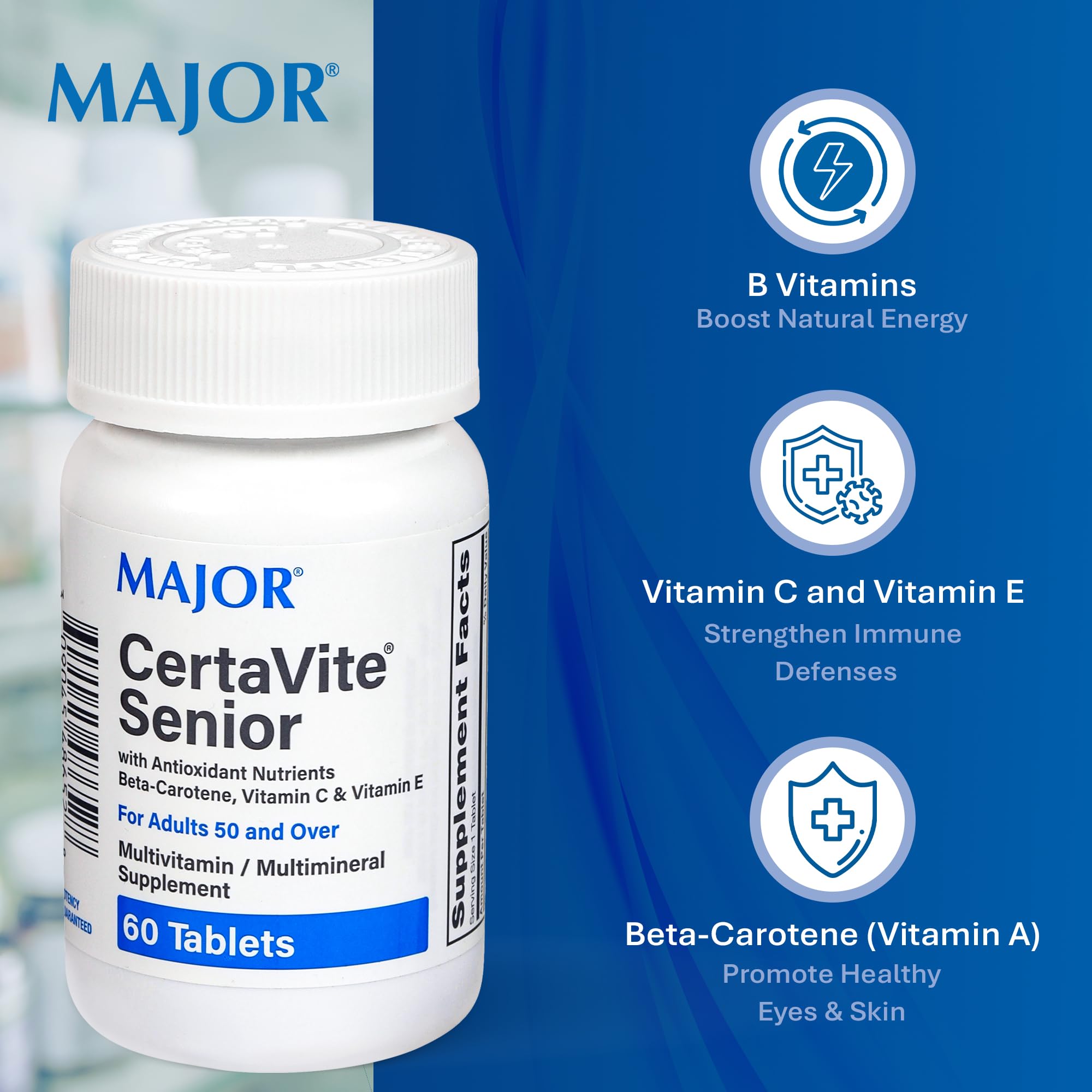 MAJOR CertaVite tablets poured to illustrate easy daily dosing.