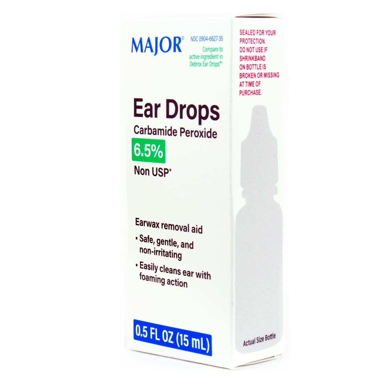Major Ear Drops dosage applicator shown for controlled, safe use.