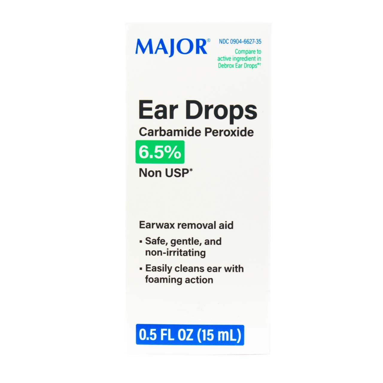 Major Ear Drops with microfoam action softens wax for easier removal.