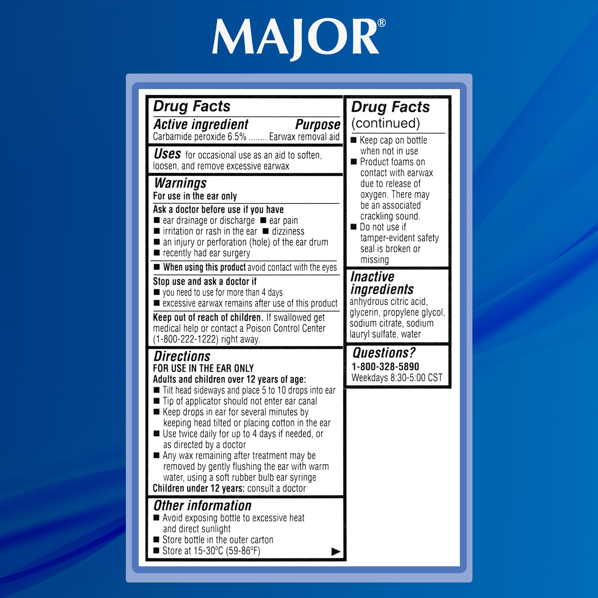 MAJOR Earwax Removal Drops – suitable for adults and 12+; gentle formulation