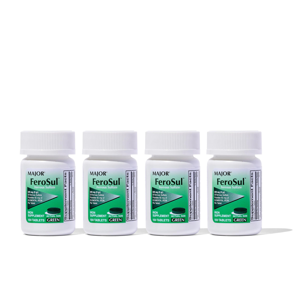 MAJOR Ferosul: tableta frontal de 325 mg, apoyo diario de hierro.