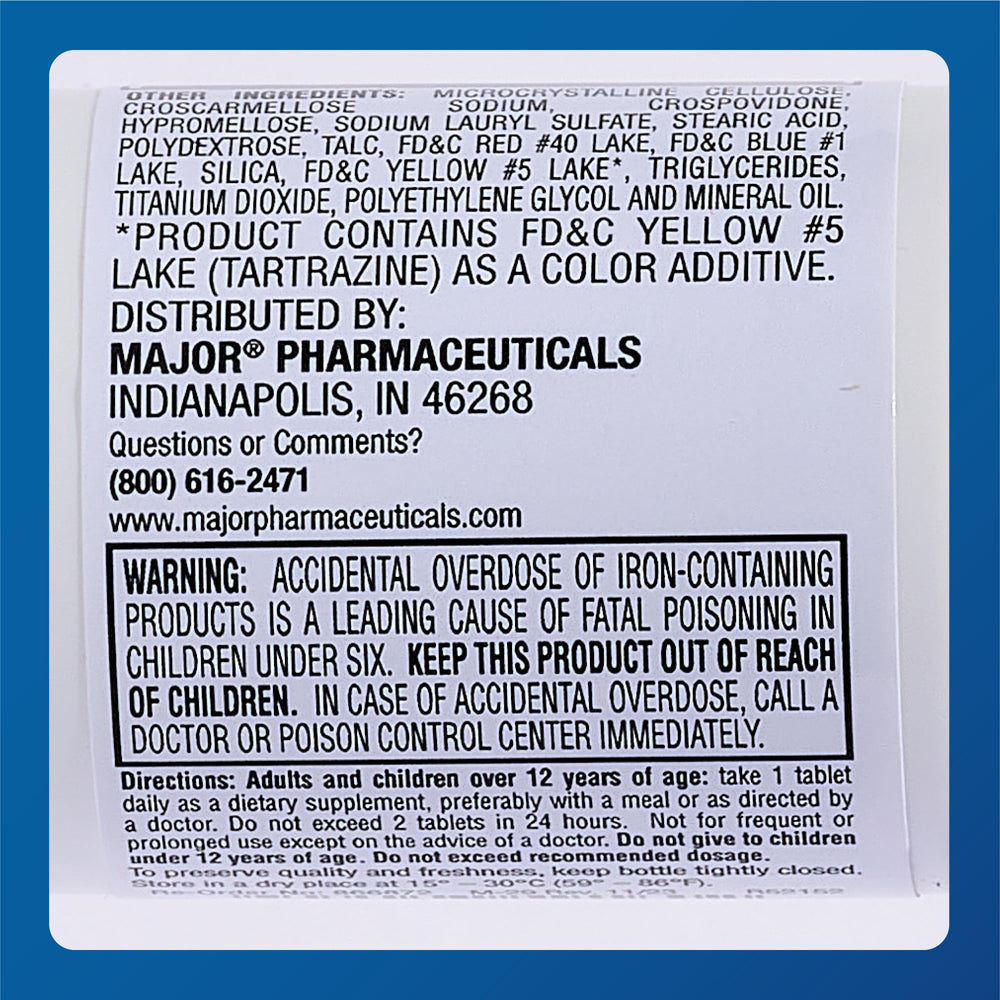 MAJOR Ferosul: adecuado para mujeres y hombres que buscan suplementación de hierro.