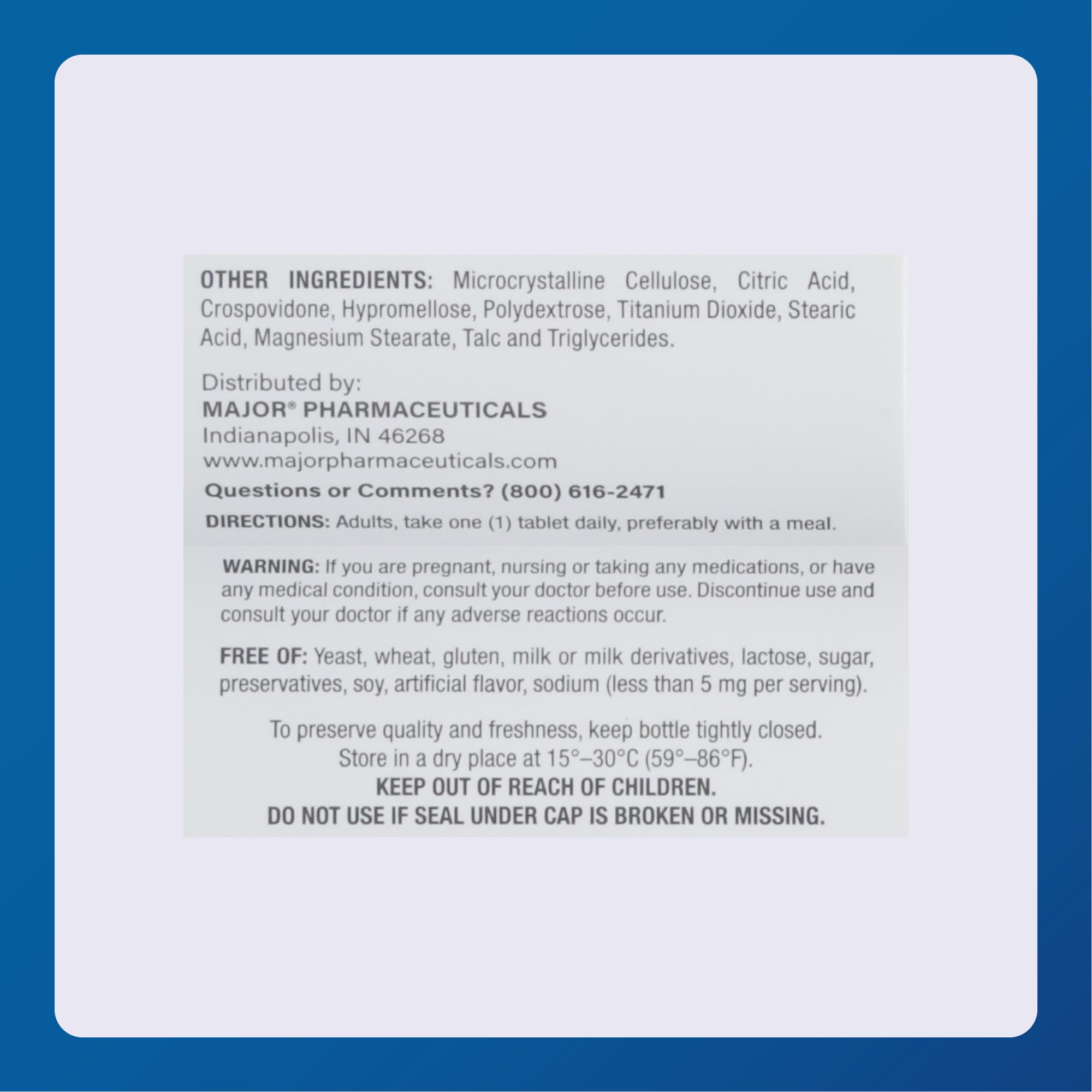 MAJOR Magnesium 500mg packaging front — clear labeling supports informed choices.