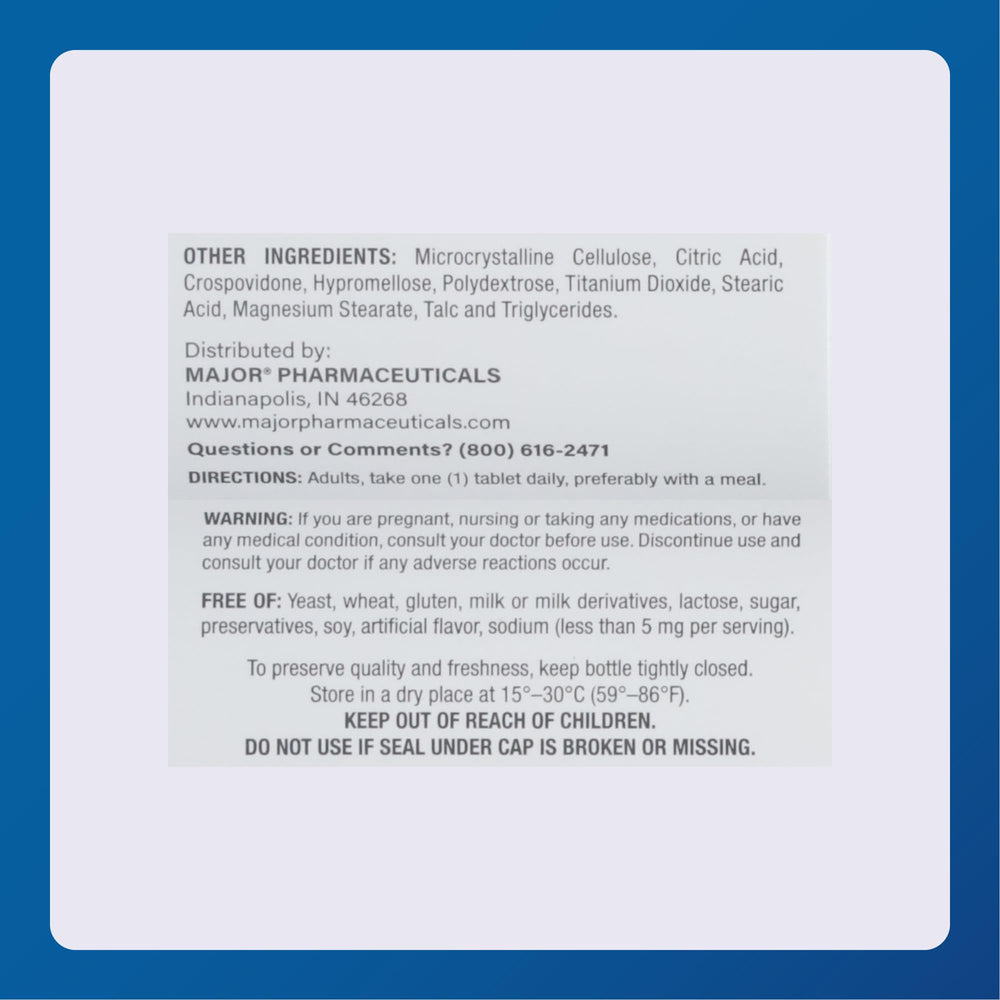 MAJOR Magnesium 500mg packaging front — clear labeling supports informed choices.