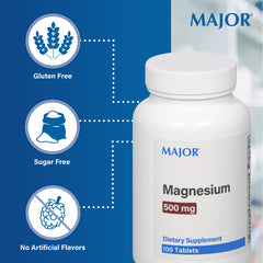 MAJOR Magnesium 500mg tablets with meal — take with food for best daily routine.