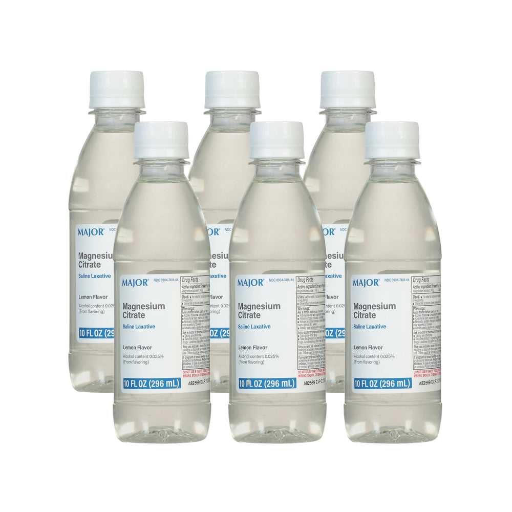 MAJOR Magnesium Citrate bottle label shows dosage and ingredients for informed use.
