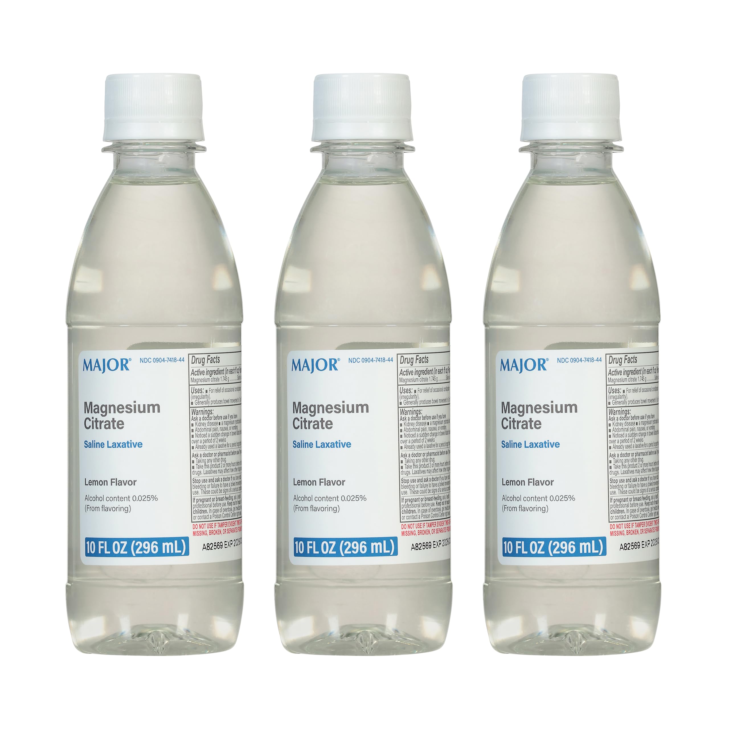 Major Magnesium Citrate bottle with lemon flavor on shelf for occasional constipation relief.