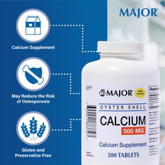 MAJOR Oyster Shell Calcium nutrition label highlighting calcium and sodium