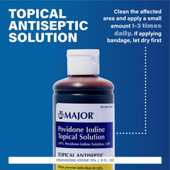 Applying Major Povidone-Iodine to a small skin wound.