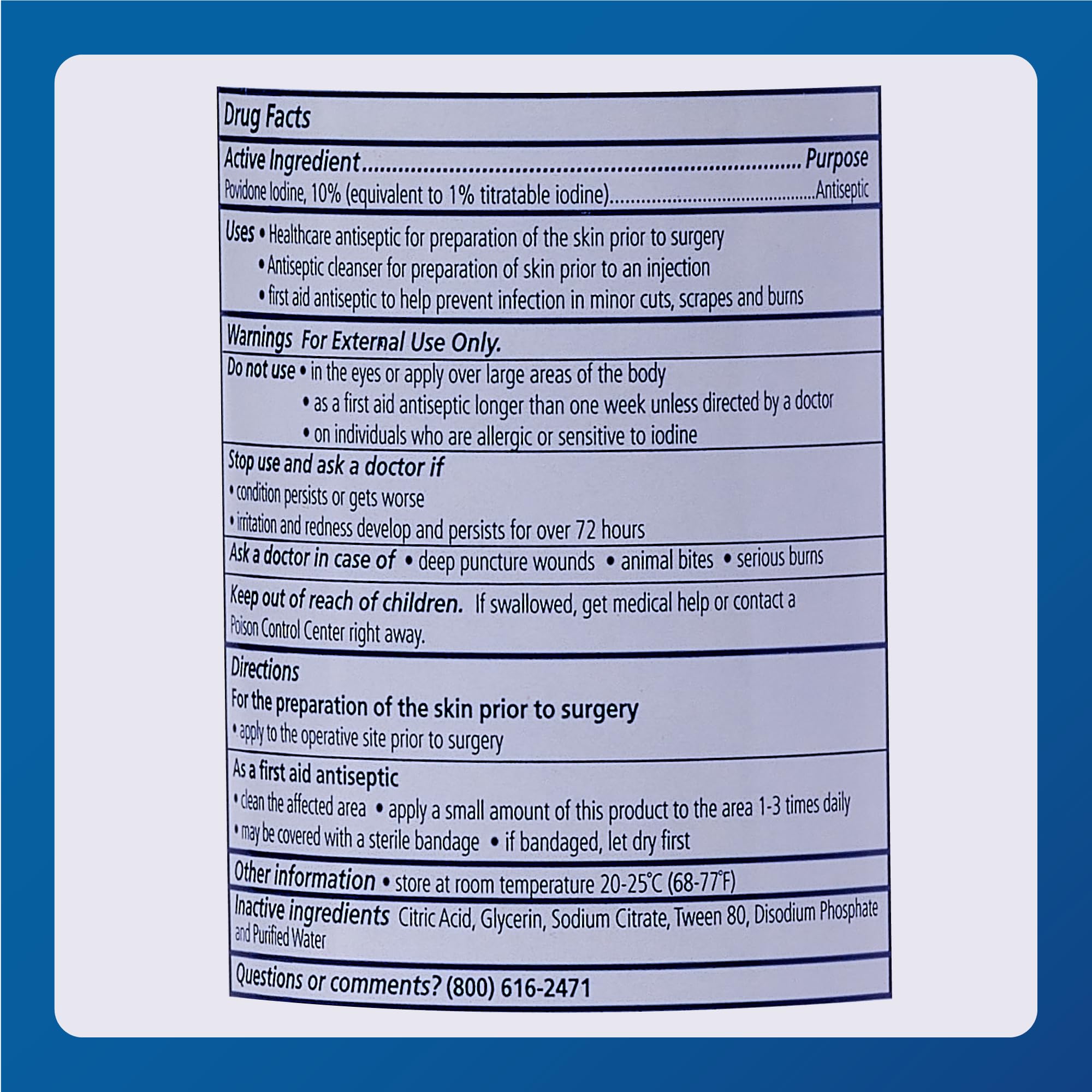 Major Povidone-Iodine packaging shown for home first aid.