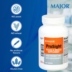 Nutrition facts panel on MAJOR ProSight bottle supports balanced daily nutrition.