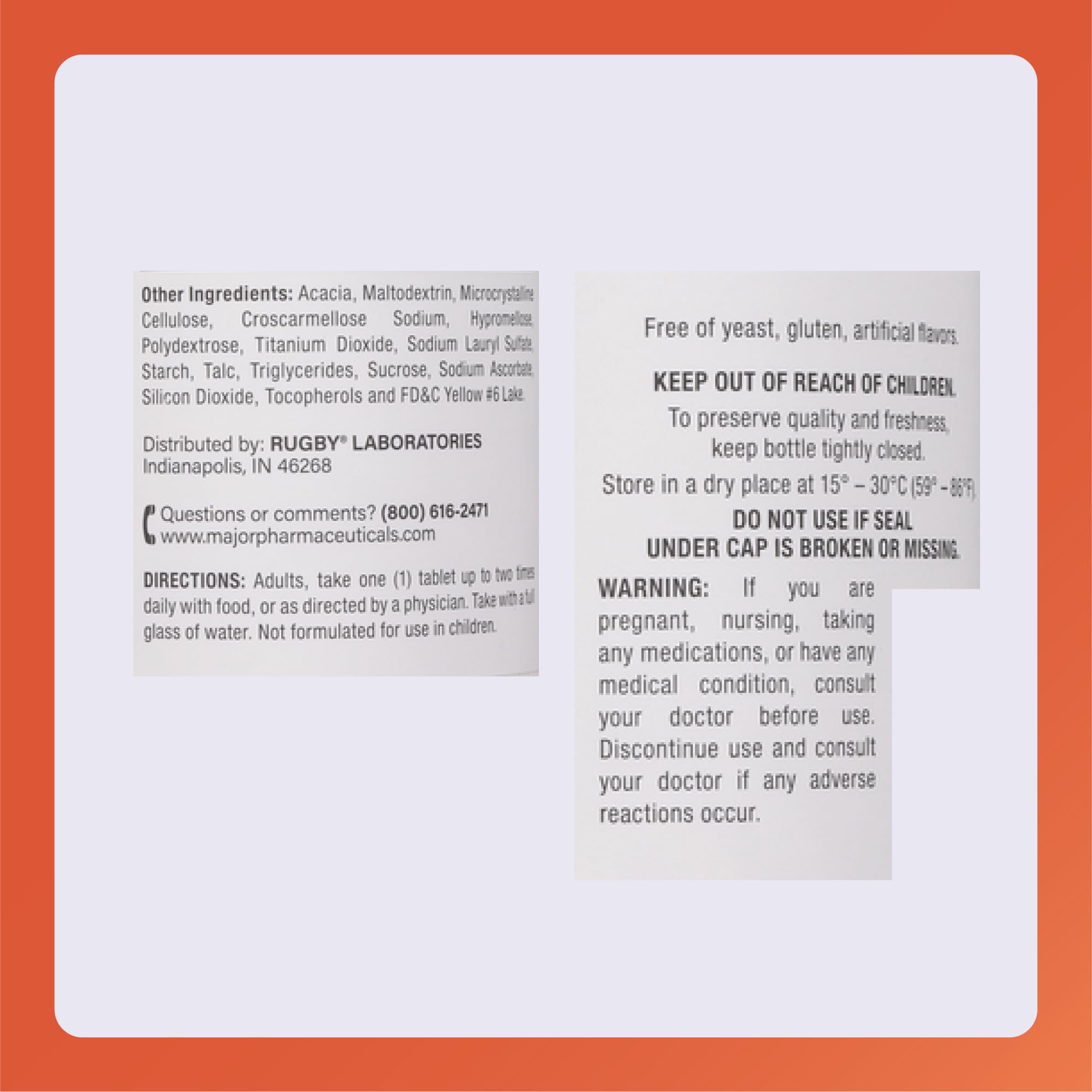 Major Rugby calcium tablets packaging view reinforces the trusted MAJOR brand.