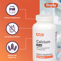 Major Rugby calcium tablets with water demonstrate easy daily ingestion.