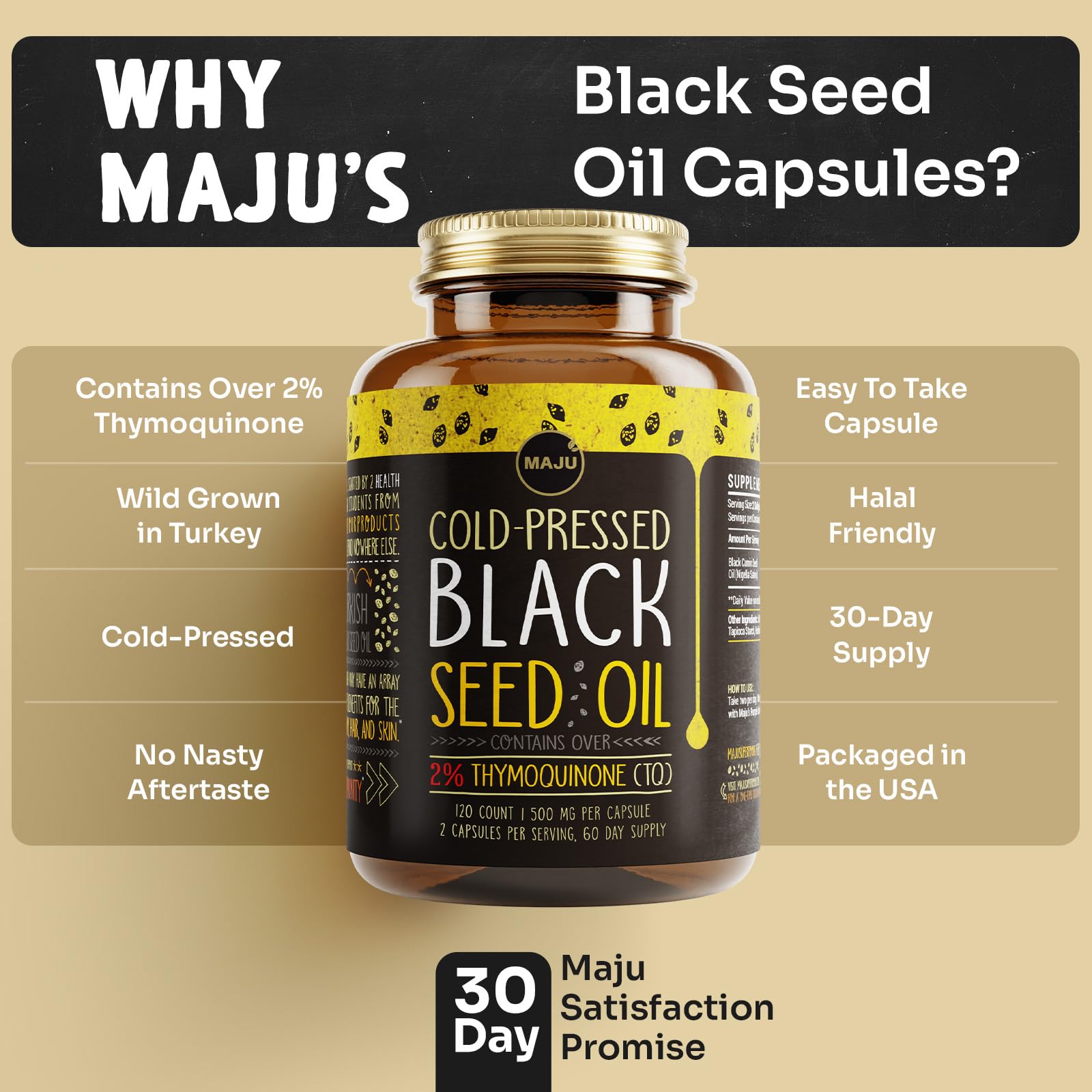 Maju Superfoods halal friendly capsules for dietary use.
