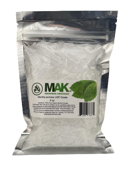 MAK Menthol Crystal crafts image demonstrates versatility in cosmetics and DIY balms