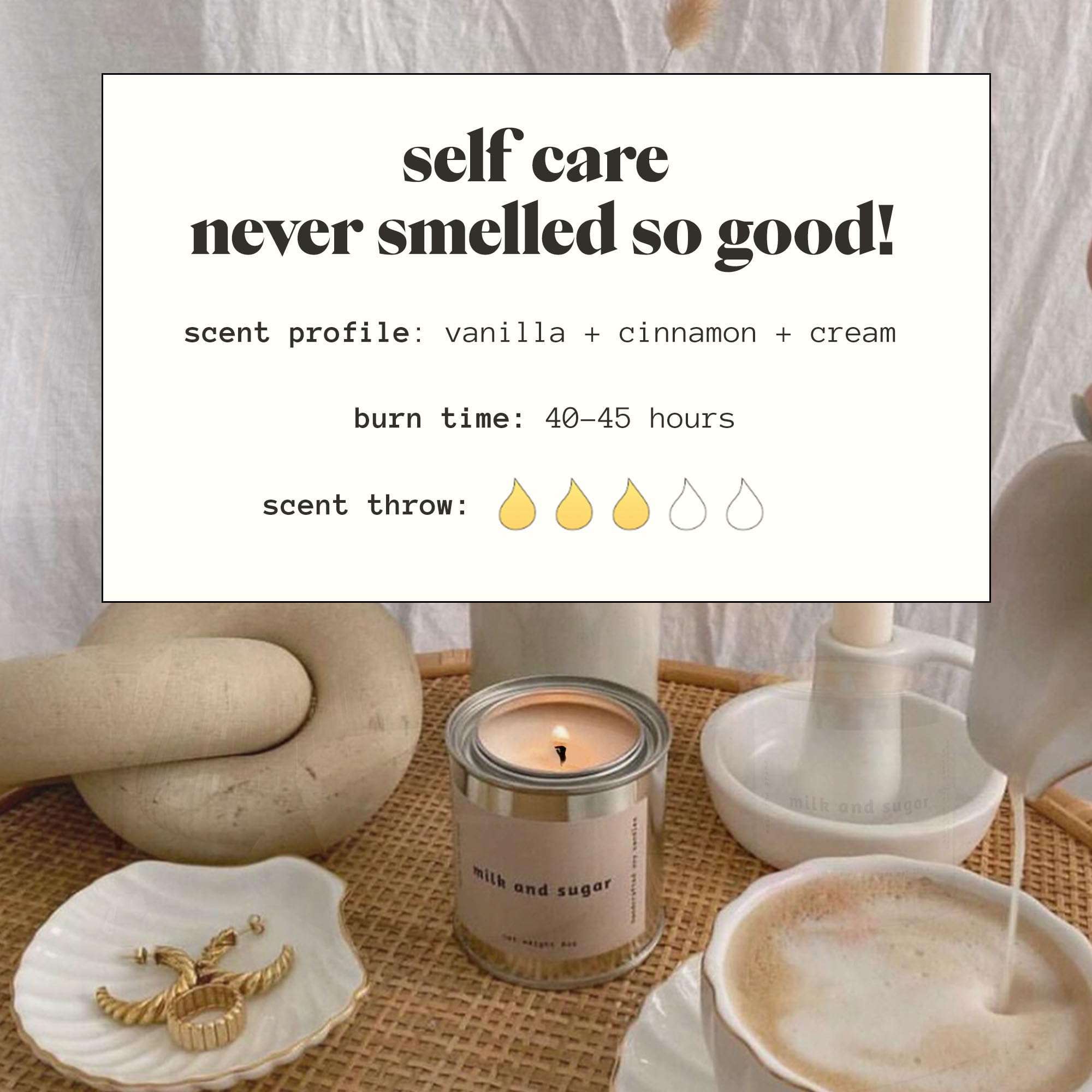 MALA Milk & Sugar candle packaging emphasizing recyclable materials