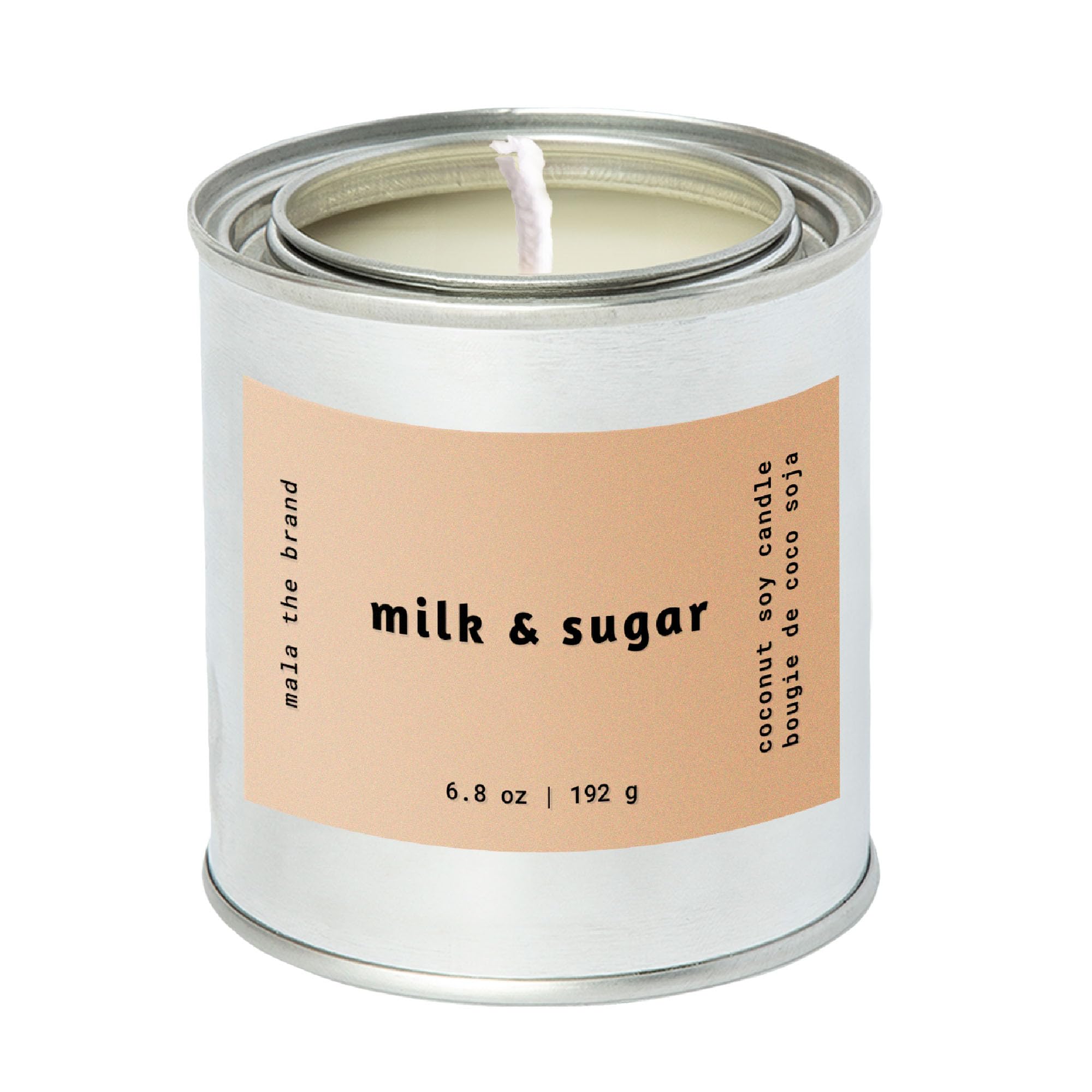 MALA Milk & Sugar candle wax swirls highlighting vegan, clean-burning experience