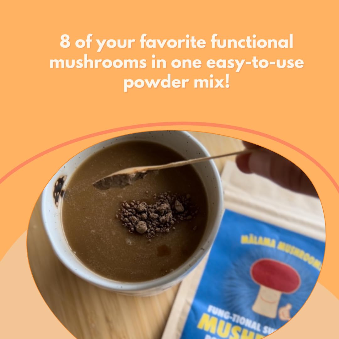Malama Mushrooms 8-Mushroom Extract Powder smoothie bowl idea for versatile superfood boost