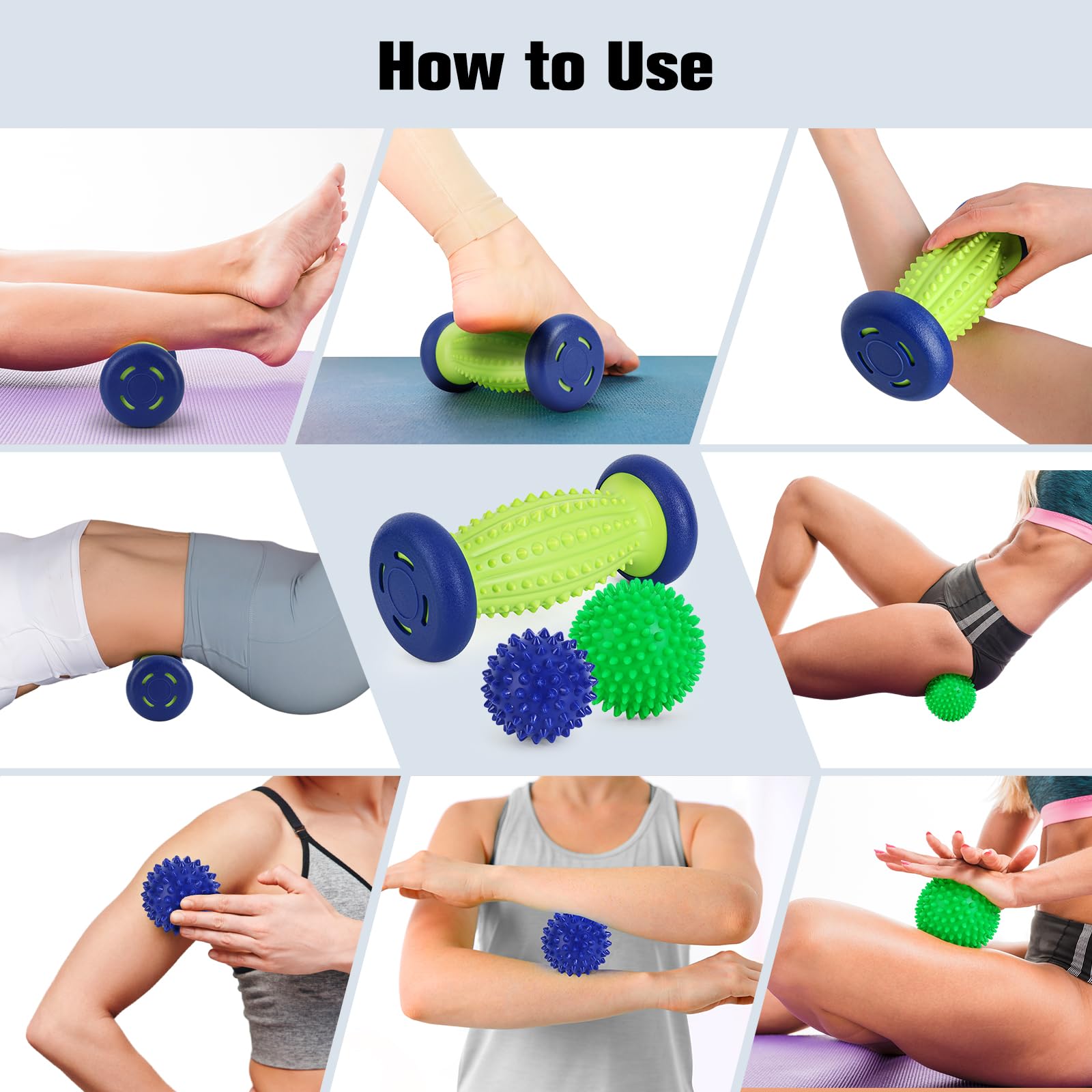Maliton spiky ball on floor with textured surface for massage
