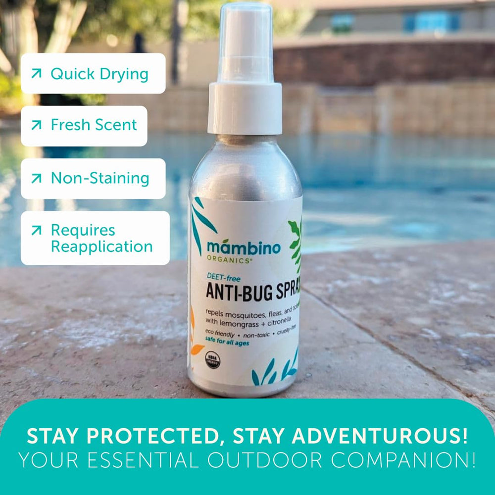 Lemongrass citronella-infused spray from Mambino Organics Anti-Bug Spray.